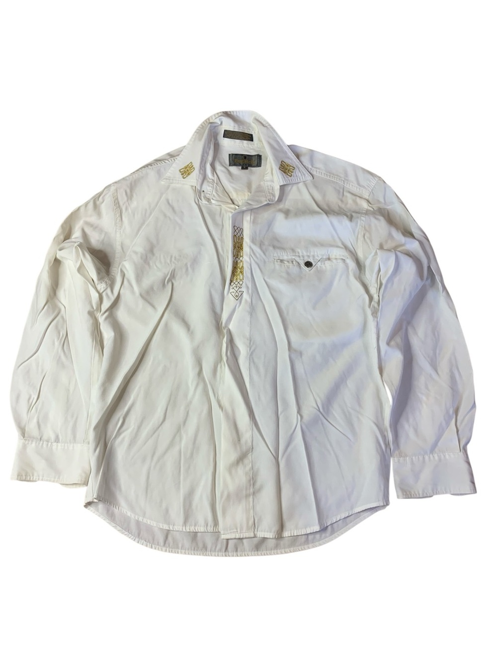 Bugatchi Uomo White Embroidered Button Down Shirt - Size S